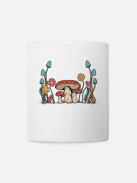 Fleurs d’automne Champignons Nature Flore Botanique - Mug blanc - blanc