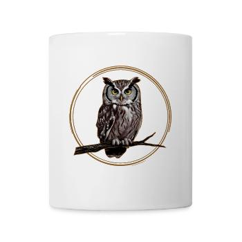 Hibou sur une branche - Mug blanc - blanc - Devant