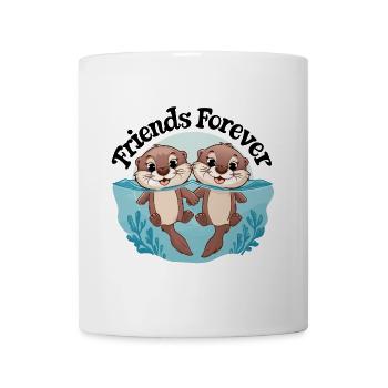 Zwei lachende Ottern Freunde für immer - Tasse - Weiß - Vorne