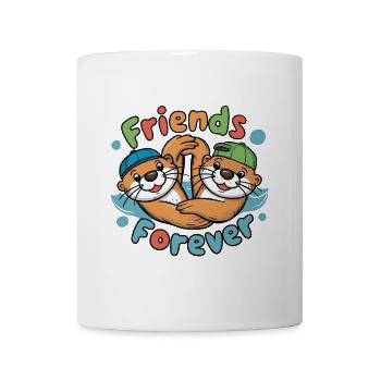 Zwei lachende Ottern Freunde für immer - Tasse - Weiß - Vorne