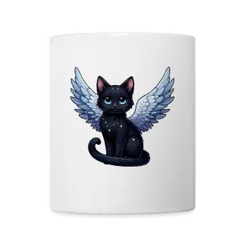 Ange chat noir avec des ailes Style gothique - Mug blanc - blanc - Devant
