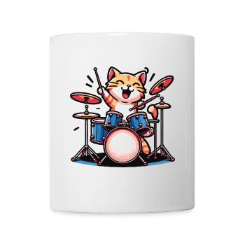 Musiker Katze Schlagzeuger - Tasse - Weiß - Vorne
