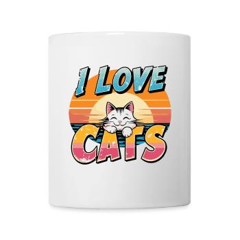 Ich liebe Katzen - Tasse - Weiß - Vorne