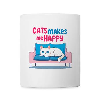 Les chats me rendent heureux - Mug blanc - blanc - Devant