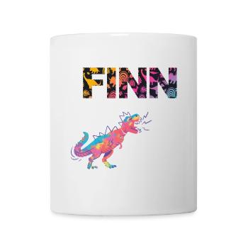 FINN - Schöner Jungen Name mit Dinosaurier - Tasse - Weiß - Vorne