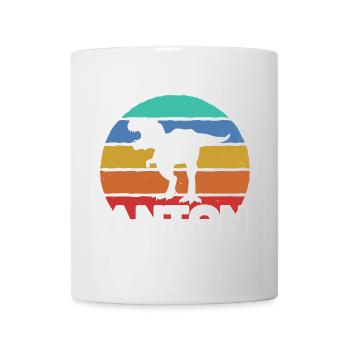 ANTON - Beautiful boy name with dinosaur - Mug - white - Front