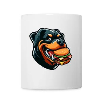 Drôle Rottweiler Hamburger Cheeseburger Rapide Fo - Mug blanc - blanc - Devant