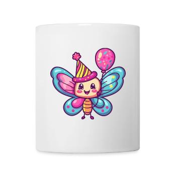 papillon anniversaire bande dessinée mignon - Mug blanc - blanc - Devant