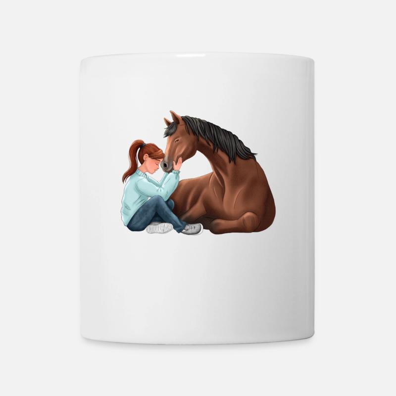 Fille avec un cheval - Illustration de l’amitié - Mug blanc - blanc