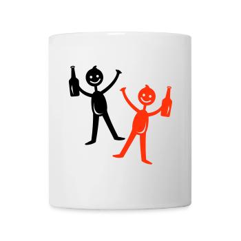 Bier Trinken Strichmännchen - Tasse - Weiß - Vorne