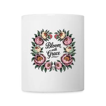 Bloom with Grace – Pfingstrosenkranz - Tasse - Weiß - Vorne