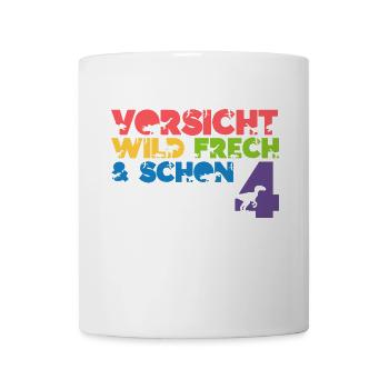 Kinder 4. Geburtstag 4 Jahre Dino Dinosaurier - Tasse - Weiß - Vorne
