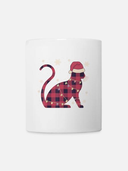 Chat avec bonnet thème Noël - Mug blanc - blanc