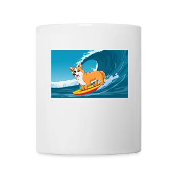 Cardigan Welsh Corgi Dog Surfing Sea Waves - Mug - white - Front