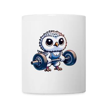 Eule mit Hanteln Workout Schneeeule Stemmen - Tasse - Weiß - Vorne