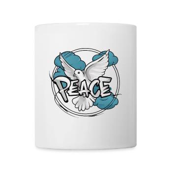 Colombe blanche de la paix avec le mot « Paix » - Mug blanc - blanc - Devant