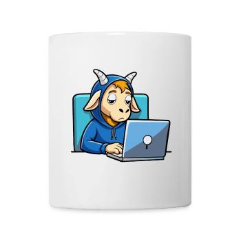 Niedliche Hacker Ziege schläft im Hoodie vorm PC - Tasse - Weiß - Vorne