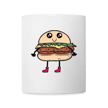 Cheeseburger Fast Food Burger Kawai Kind Kinder - Tasse - Weiß - Vorne