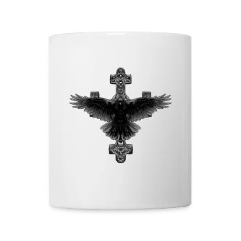 Mystical Halloween Cross Raven Crosses Crow - Mug - white - Front