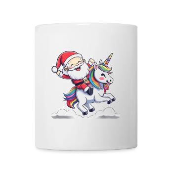 Le Père Noël chevauche une licorne - Mug blanc - blanc - Devant