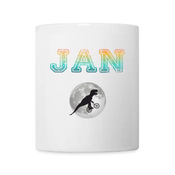 JAN - Beautiful boy name with dinosaur - Mug - white - Front