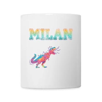 MILAN - Schöner Jungen Name mit Dinosaurier - Tasse - Weiß - Vorne