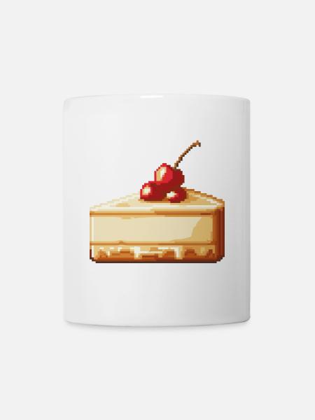 Käsekuchen Pixel - Tasse - Weiß