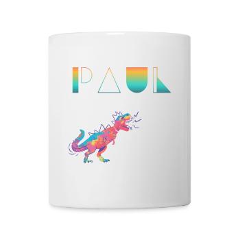 PAUL - Beautiful boy name with dinosaur - Mug - white - Front