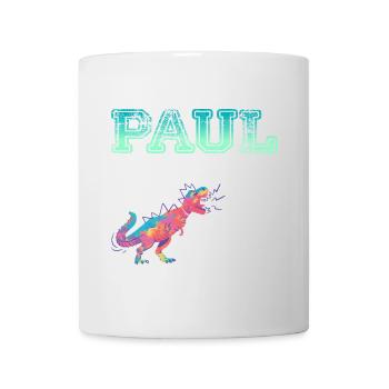 PAUL - Beautiful boy name with dinosaur - Mug - white - Front