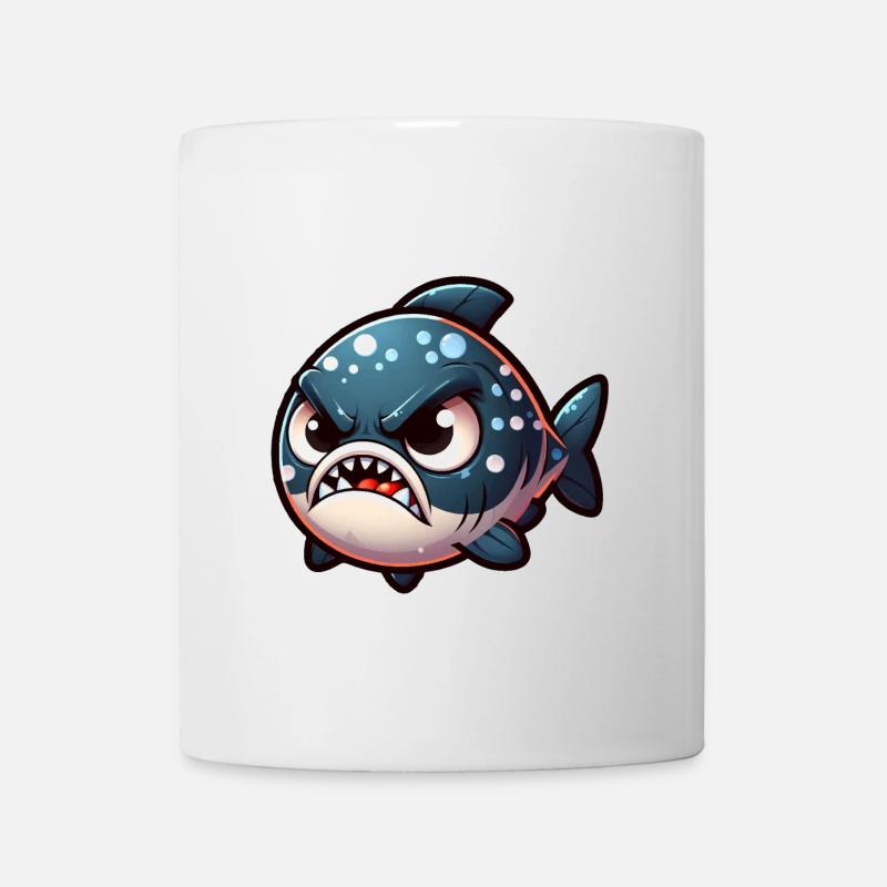 mignon piranha en colère - Mug blanc - blanc