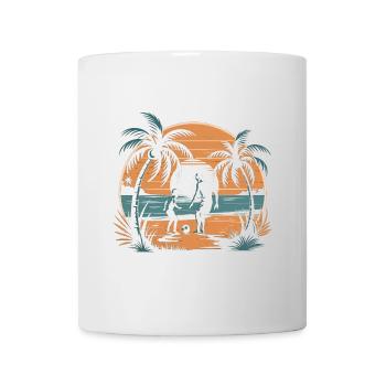 Father and son football holiday beach retro vintage - Mug - white - Front
