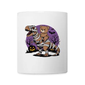 Teddy bear riding a dinosaur on Halloween - Mug - white - Front
