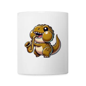 Dino T-Rex Saxophone Saxophonist Musician Jazz - Mug - white - Front