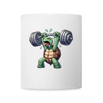 Lustige Schildkröte Hantel Fitness Skurril Workout - Tasse - Weiß - Vorne