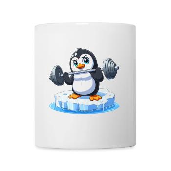 Pinguin Gewichtheber auf schmelzender Eisscholle - Tasse - Weiß - Vorne