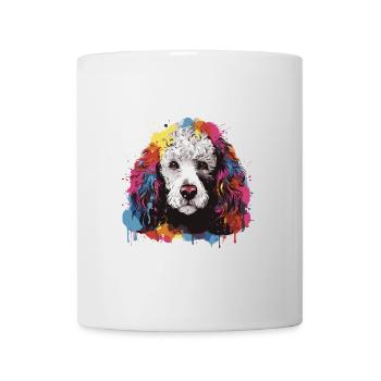 Pudel Hund Kopf Porträt Pop Art - Tasse - Weiß - Vorne