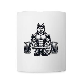 Cool Husky Fitness Bodybuilder Entraînement Dessin animé - Mug blanc - blanc - Devant