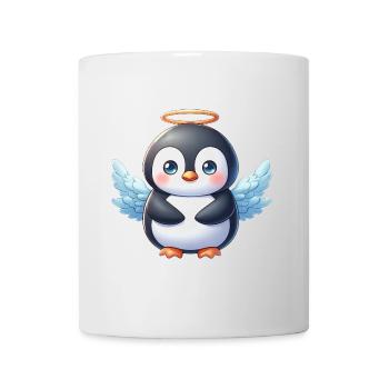 Dessin animé mignon ange pingouin avec halo - Mug blanc - blanc - Devant