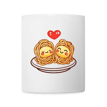 Nudeln Pasta Paar Liebe Herz Comic - Tasse - Weiß - Vorne