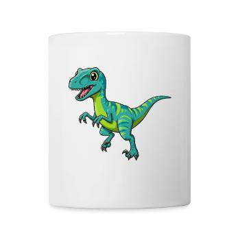 Dino Cartoon Velociraptor - Tasse - Weiß - Vorne