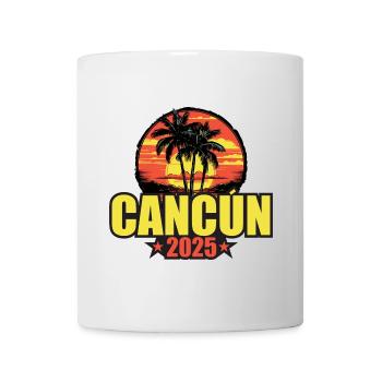 Cancun 2025 Vacances Palmiers Coloré - Mug blanc - blanc - Devant