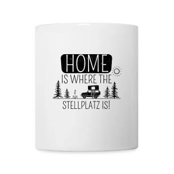 Home is where the Stellplatz is Dachzelt Geschenk - Tasse - Weiß - Vorne
