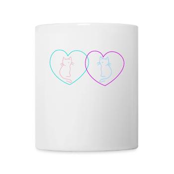 Herz Katzen Liebe Herzen Kitten Valentin Romantik - Tasse - Weiß - Vorne