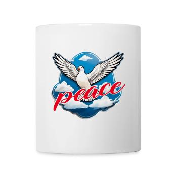 White dove of peace with blue clouds - Mug - white - Front