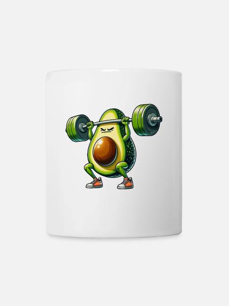 Starkes Avocado Workout mit Hantel - Tasse - Weiß