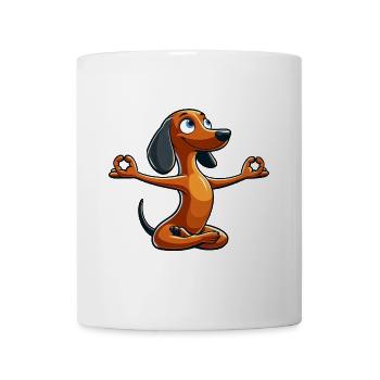 Dackel Hund Yoga Zen Meditation Buddhismus - Tasse - Weiß - Vorne
