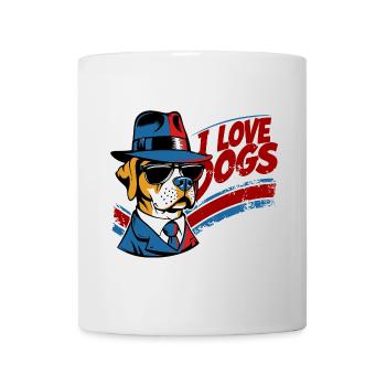 Ich liebe Hunde - Gangster Hund Illustration - Tasse - Weiß - Vorne