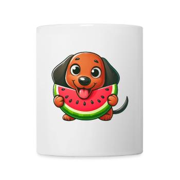 Cooler Dackel Wassermelone Cartoon Sommer Comic - Tasse - Weiß - Vorne
