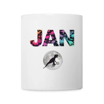 JAN - Beautiful boy name with dinosaur - Mug - white - Front