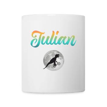 JULIAN - Schöner Jungen Name mit Dinosaurier - Tasse - Weiß - Vorne